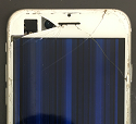 画面の左上のガラスが剥がれて液晶も正常に表示できなくなったアイフォン8