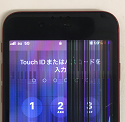 画面上に黒い線が表示されたアイフォンSE3